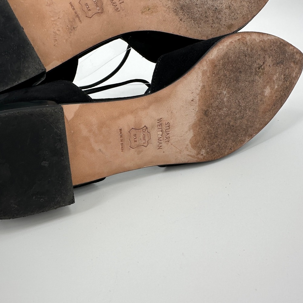 Stuart Weitzman Gilligan Black Suede LaceUp Pointed Toe D Orsay Ballet Flats 7.5 - Picture 8 of 9